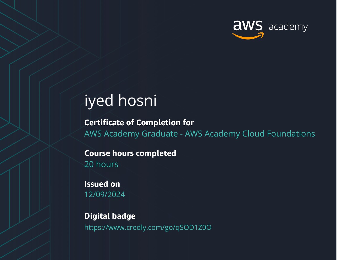 AWS Academy Graduate Certificate in Cloud Foundations — Iyed Hosni